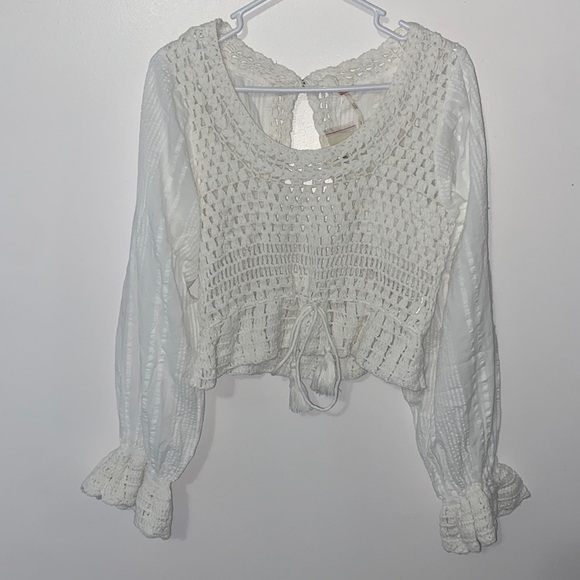 NEW Free People Megan Crochet Open Back Cotton Boho Top - Picture 6 of 11